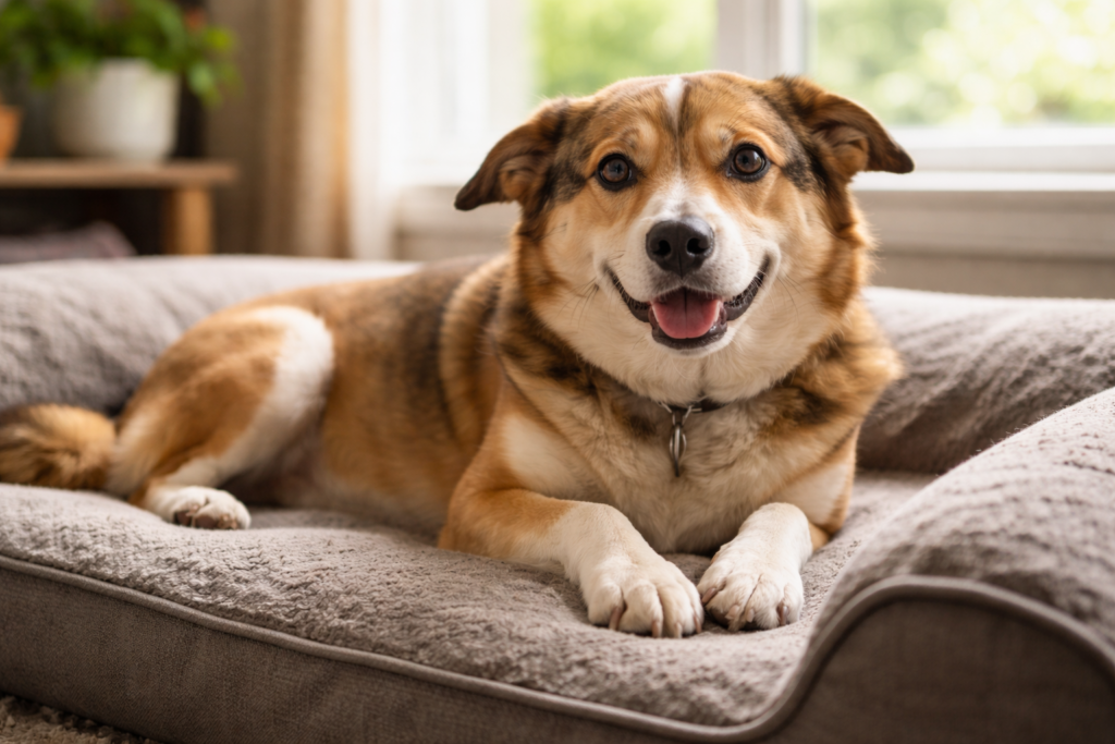 Relaxed calm dog after anxiety treatment