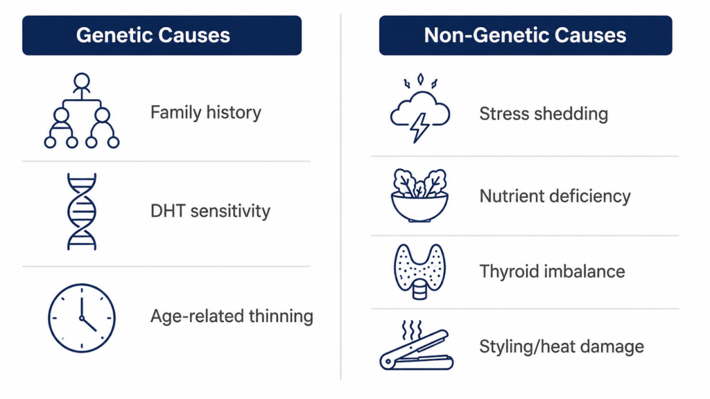 genetic versus non-genetic causes of hair thinning comparison